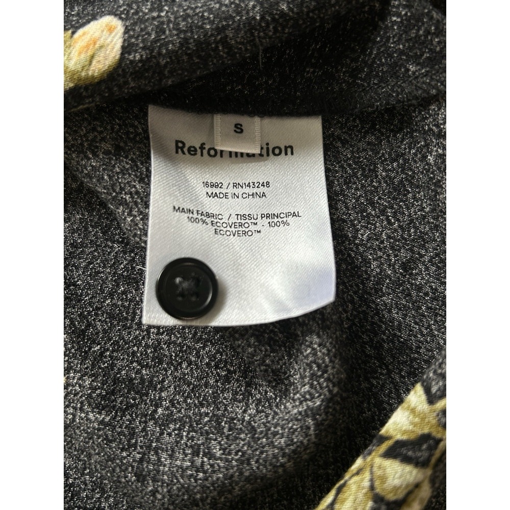 Reformation Jeans Black Floral Maxi Dress Size S NWOT Puff Sleeve EcoVero - Picture 6 of 6